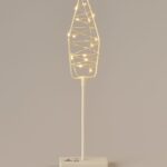 Warm white LED light sculpture with spiral frame