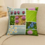 Square pillow with colorful floral photo print. - Image 2