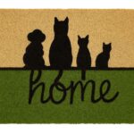Welcome doormat with “Home” text and pet silhouettes.