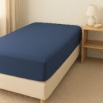 LIVARNO home Stretch jersey sheet, 90 – 100 x 200 cm (dark blue) - Image 2