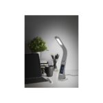 LIVARNO Home LED Table Lamp with Clock, Taupe - Image 2