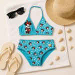 DISNEY Girls' swimsuit (134/140, bikini, Minnie Mouse/turquoise)