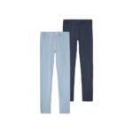 Pepperts!® Girls' 2-Pack Leggings (10-12 Years, Navy/Light Blue)