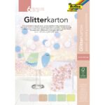 FOLIA Glitter Cardstock Pad – Pastel, 170 x 245 mm, 300 g/m²