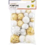 FOLIA Glitter Pom-Poms X-MAS, Assorted Size.