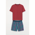 LIVERGY Men's Cotton Pajama Set, Red (L)