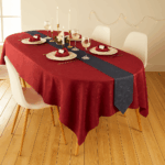 LIVARNO home Jacquard tablecloth with table band(red, oval (Ø 160 x 220 cm + 20 x 220 cm)) - Image 2