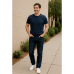 LIVERGY Men's Straight Fit Jeans, Dark Blue - Image 2