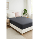 Livarno Home Jersey Fitted Sheet, 140-160x200 cm, Dark Grey - Image 2
