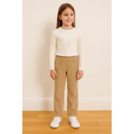 PEPPERTS Girls' Velour Pants, Beige (10-12 Years) - Image 2