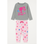 BARBIE Girls' Pajama Set, Grey/Pink (98-104)