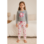 BARBIE Girls' Pajama Set, Grey/Pink (98-104) - Image 2