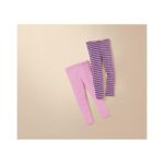 LUPILU Girls' 2 Thermal Leggings, Pink/Striped (122/128) - Image 4