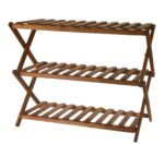 Foldable wooden shelf with 3 shelves, decorative shelf 30 x 70 x H 58 cm