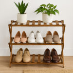 Foldable wooden shelf with 3 shelves, decorative shelf 30 x 70 x H 58 cm - Image 2