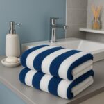 LIVARNO home Terry towel, 50 x 100 cm, 450 g/m2, 2 pieces (stripes/blue/white) - Image 2
