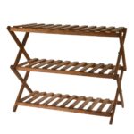 Foldable wooden shelf with 3 shelves, decorative shelf 30 x 70 x H 58 cm
