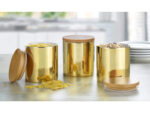 ESMEYER Porcelain Jars, 3 pieces (12 cm, gold)