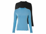 ESMARA Women's long-sleeved T-shirt, 2 pieces (black/blue, S (36/38))