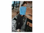 ESMARA Women's long-sleeved T-shirt, 2 pieces (black/blue, S (36/38)) - Image 3