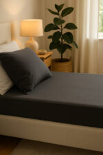 LIVARNO home Fitted sheet, 140 – 160 x 200 cm (dark grey) - Image 2