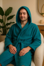 LIVARNO Women's/men's bathrobe (M, petrol) - Image 2