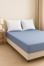 LIVARNO home Stretch jersey sheet, 180 – 200 x 200 cm (blue) - Image 2