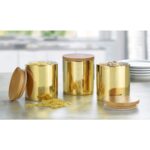 ESMEYER Porcelain Jars, 3 pieces (12 cm, gold)