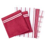LIVARNO home Kitchen towel set, 5-piece (red/white)