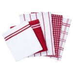 LIVARNO home Kitchen towel set, 5-piece (checkered/red)