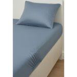 LIVARNO home Cotton sateen fitted sheet, 180 – 200 x 200 cm (blue) - Image 2