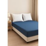 LIVARNO home Stretch jersey sheet, 90 – 100 x 200 cm (dark blue) - Image 2