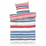 LIVARNO Renforcé bed linen XL 155 x 220 cm - Blue White Red striped