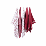 LIVARNO home Kitchen towel set, 5-piece (checkered/red) - Image 3