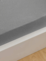 WORLD'S ORIGINS Dark grey jersey fitted sheet 200 x 200 cm, - Image 2