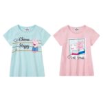 Girls' T-shirt, 2 pieces (122/128, Peppa Pig)