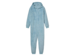 HIP & HOPPS kids’ fleece onesie, light blue, size 146/152, soft, warm, and washable.