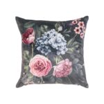 Livarno home Velvet pillowcase, 40 x 40 cm (flowers gray)