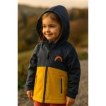 LUPILU Girls' Softshell Jacket, Navy/Yellow (2-4 Years) - Image 2