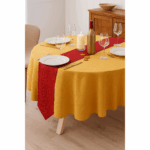LIVARNO home Tablecloth (oval shape (160 x 220 cm + 20 x 220 cm), gold/red) - Image 2