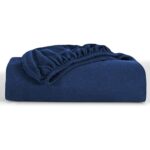LIVARNO home Cotton fitted sheet, 90 – 100 x 200 cm (navy blue) - Image 3