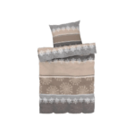 LIVARNO Christmas fleece bedding set with stars, beige and gray, 80x80 cm, 135x200 cm