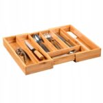 Adjustable cutlery tray, bamboo, 28.5/40 x 33.5 cm, H 6 cm