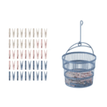 LIVARNO Clothes Pegs Telescopic Basket with Clothes Pegs