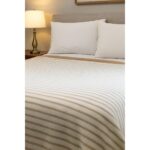 LIVARNO home Blanket, 150 x 200 cm (beige/stripes) - Image 2