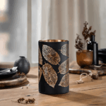 Livarno LED Glass Lantern with Leaf Design - Image 2