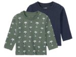 LUPILU Baby 2 Long-Sleeve T-Shirts, Green/Blue (6-12 Months)