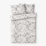 LIVARNO Home Reversible Microfiber Satin Bedding Set, 200 × 220 cm, 70 × 90 cm (Geometric Pattern)